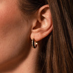 Diamond Noir Pave Dome Hoops Silver 18K Gold Plated