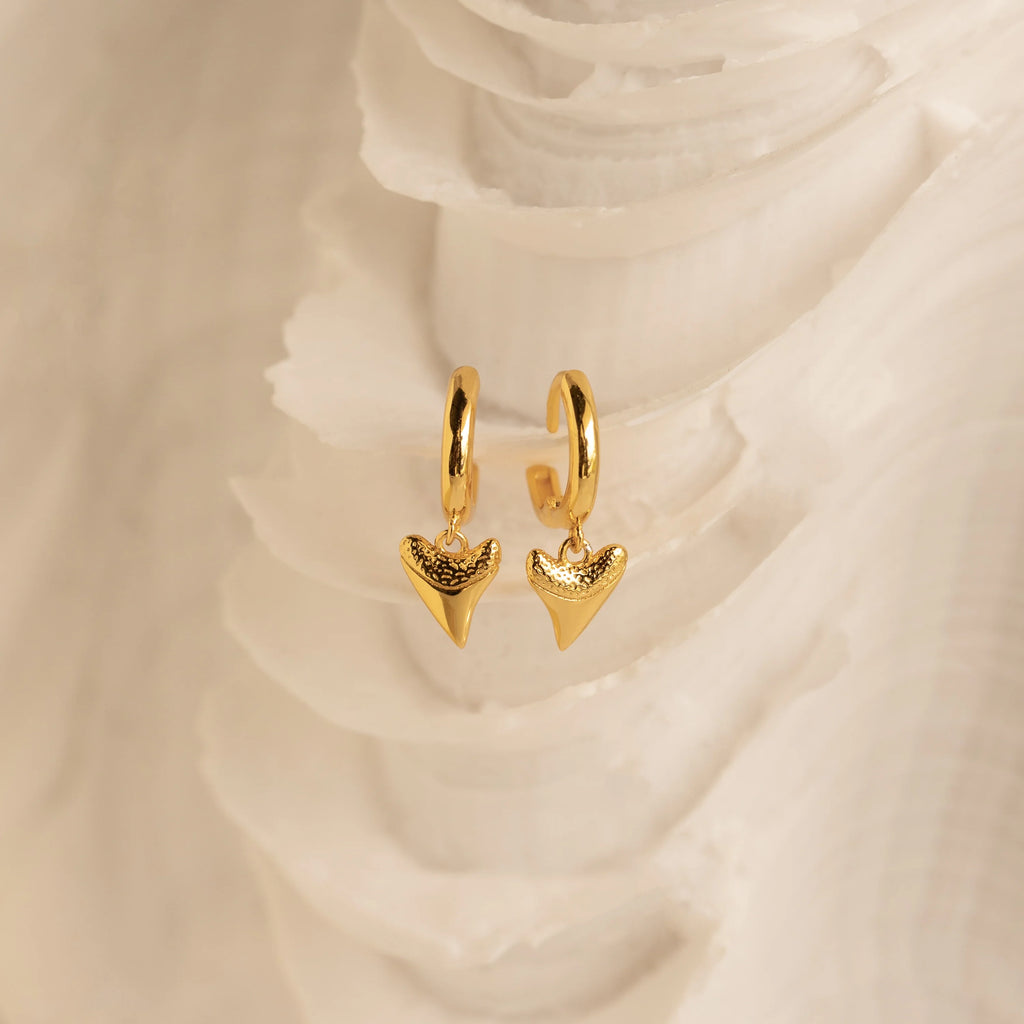 Shark Tooth Huggies Silver 18K Gold Plated