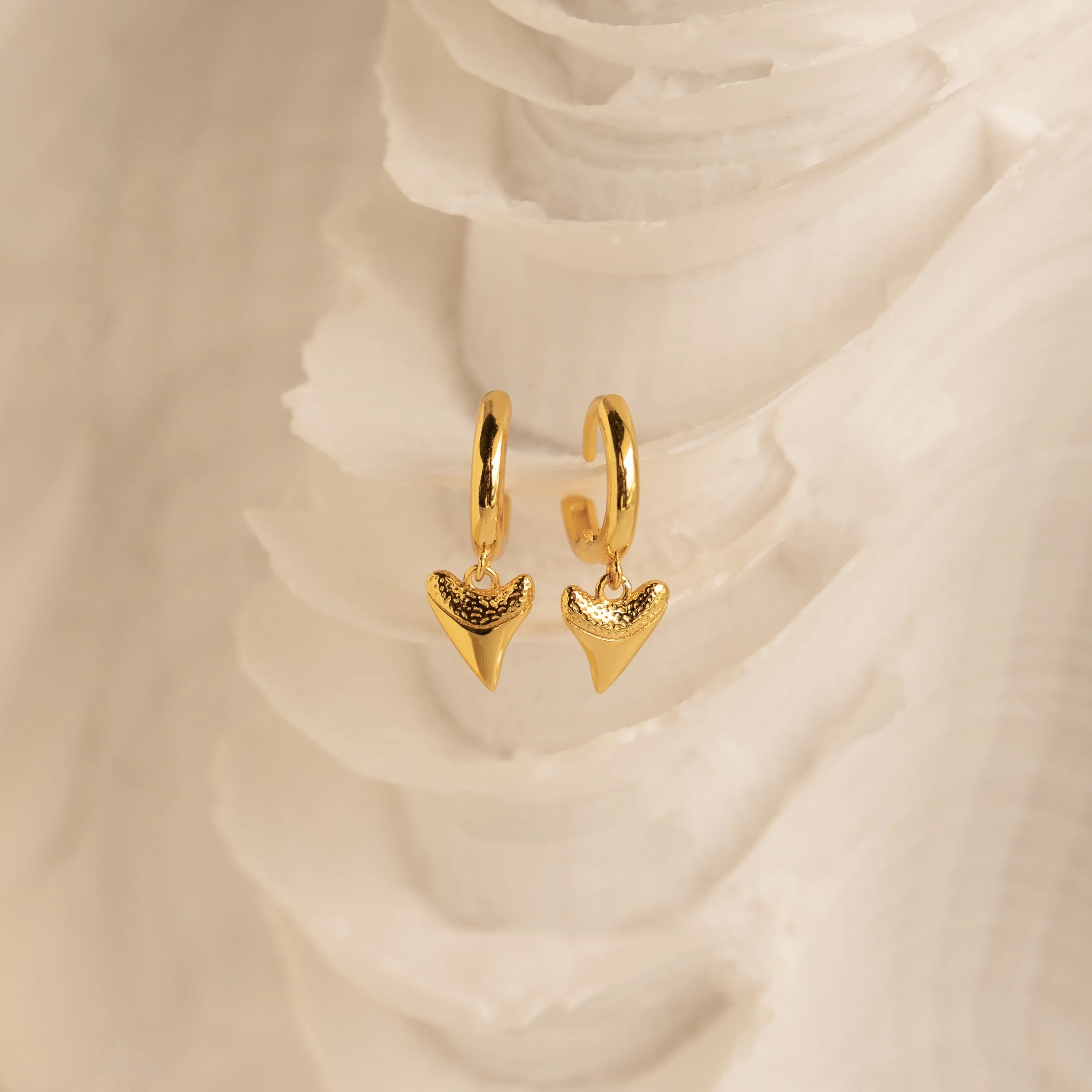 Shark Tooth Huggies Silver 18K Gold Plated