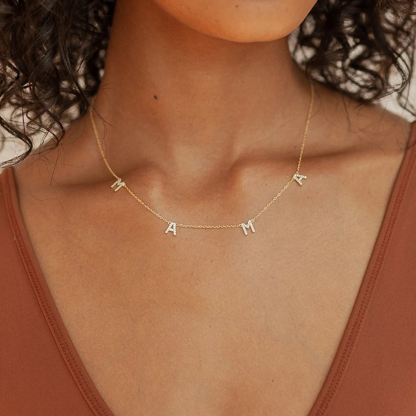 Mama Script Necklace Silver 18K Gold Plated