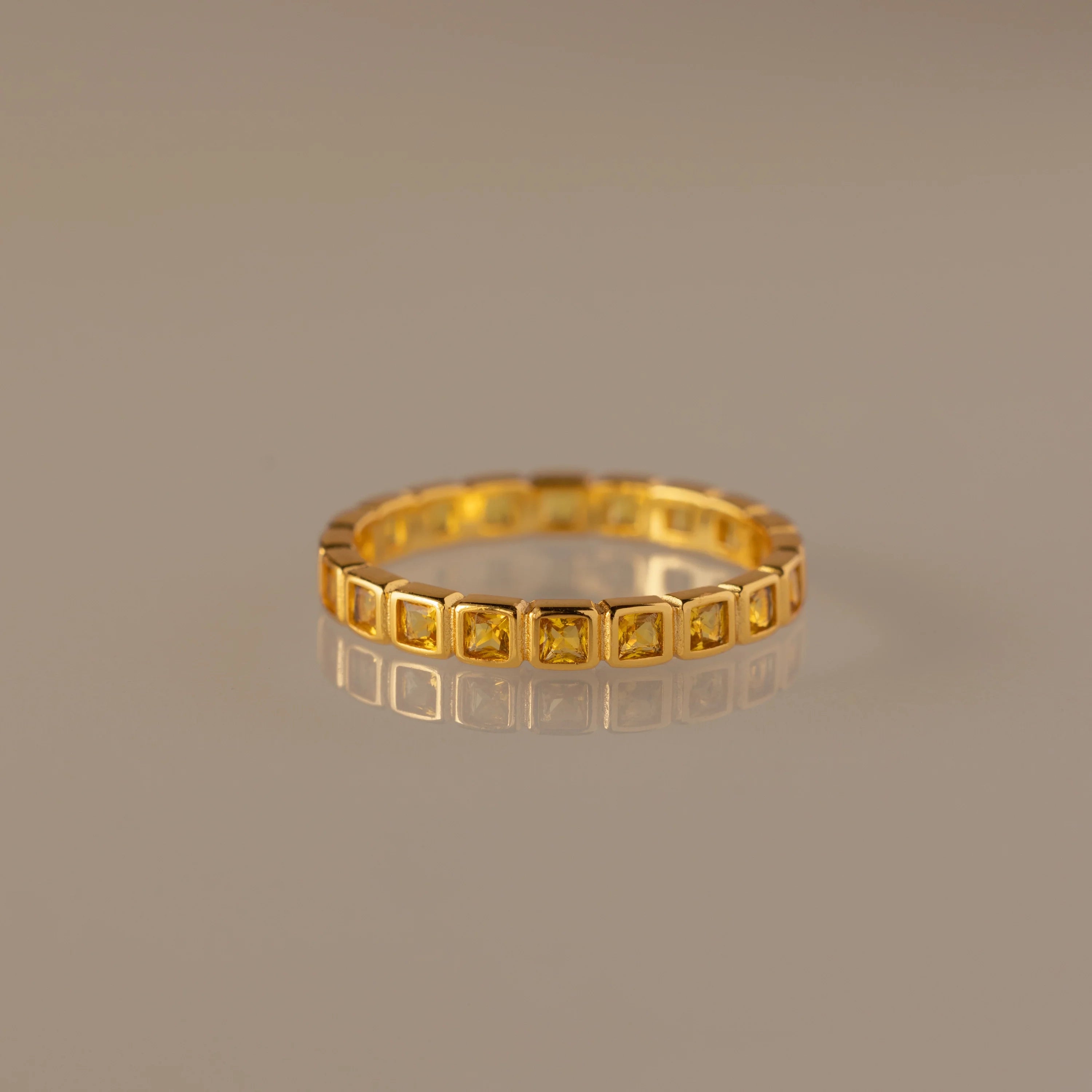 Topaz Eternity Bezel Ring Silver 18K Gold Plated