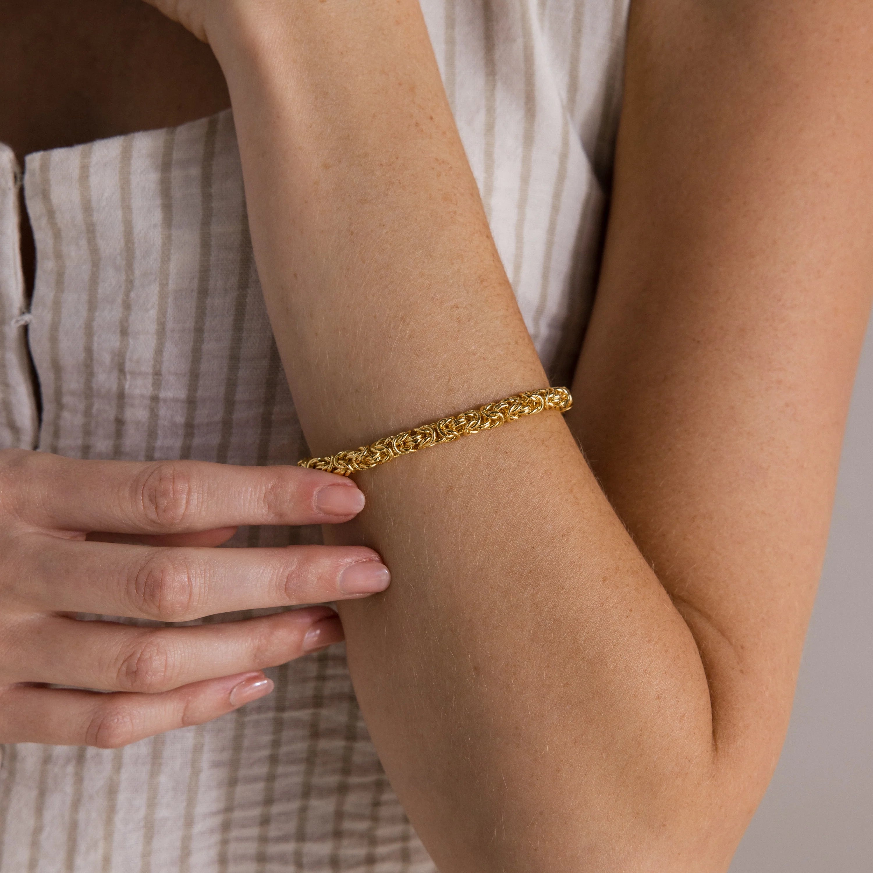 Bold Byzantine Bracelet Silver 18K Gold Plated