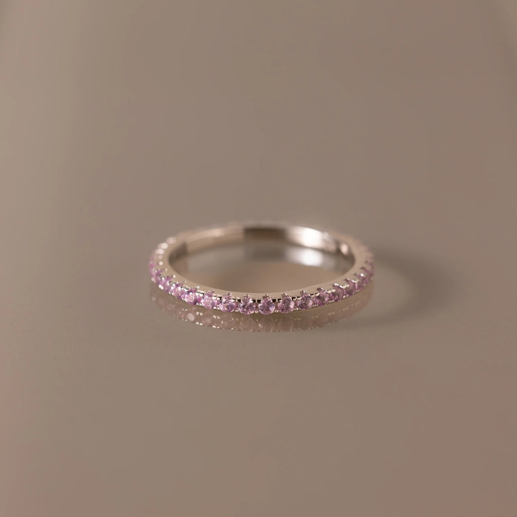 Endless Eternity Pink Tourmaline Ring Silver 18K Gold Plated