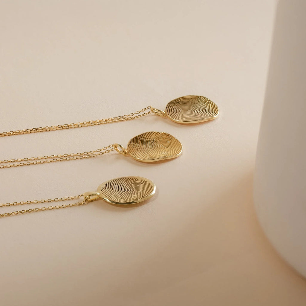 Custom Fingerprint Necklace Silver 18K Gold Plated