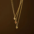 Birthstone Diamond Pendant Necklace Silver 18K Gold Plated