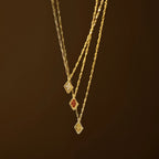 Birthstone Diamond Pendant Necklace Silver 18K Gold Plated