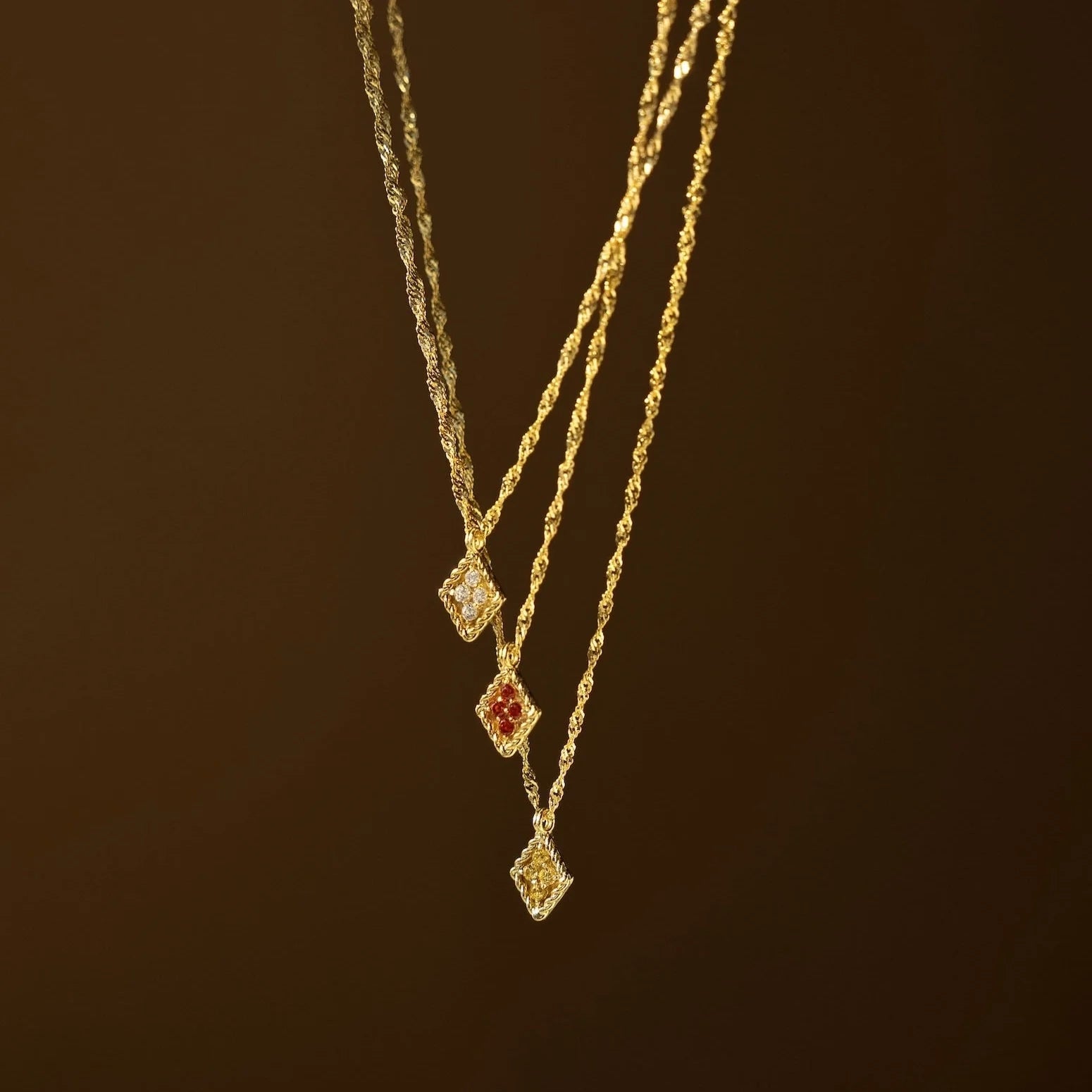 Birthstone Diamond Pendant Necklace Silver 18K Gold Plated