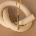 Onyx Bar Pendant Necklace Silver 18K Gold Plated