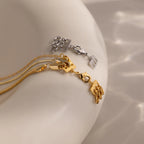 Triple Layering  Spring Rings Clasp Silver 18K Gold Plated