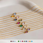 Dainty Baguette Birthstone Bracelet Silver 18K Gold Plated
