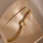 Petite Oval Link Timepiece Silver 18K Gold Plated