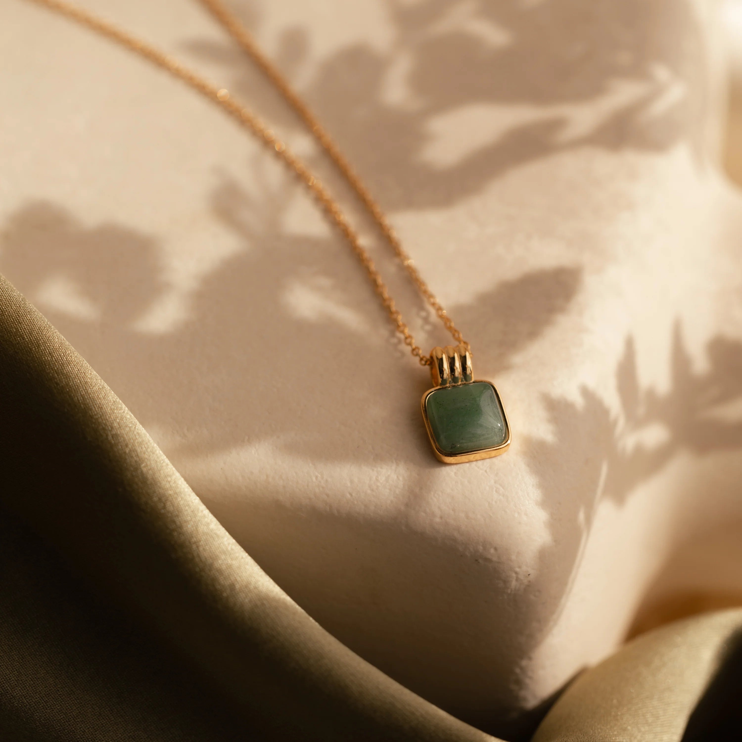 Jade Pendant Necklace Silver 18K Gold Plated