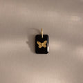Onyx Butterfly Charm Silver 18K Gold Plated