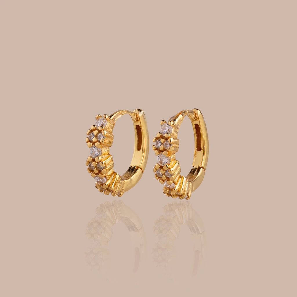 Diamond Cluster Huggies Silver 18K Gold Plated