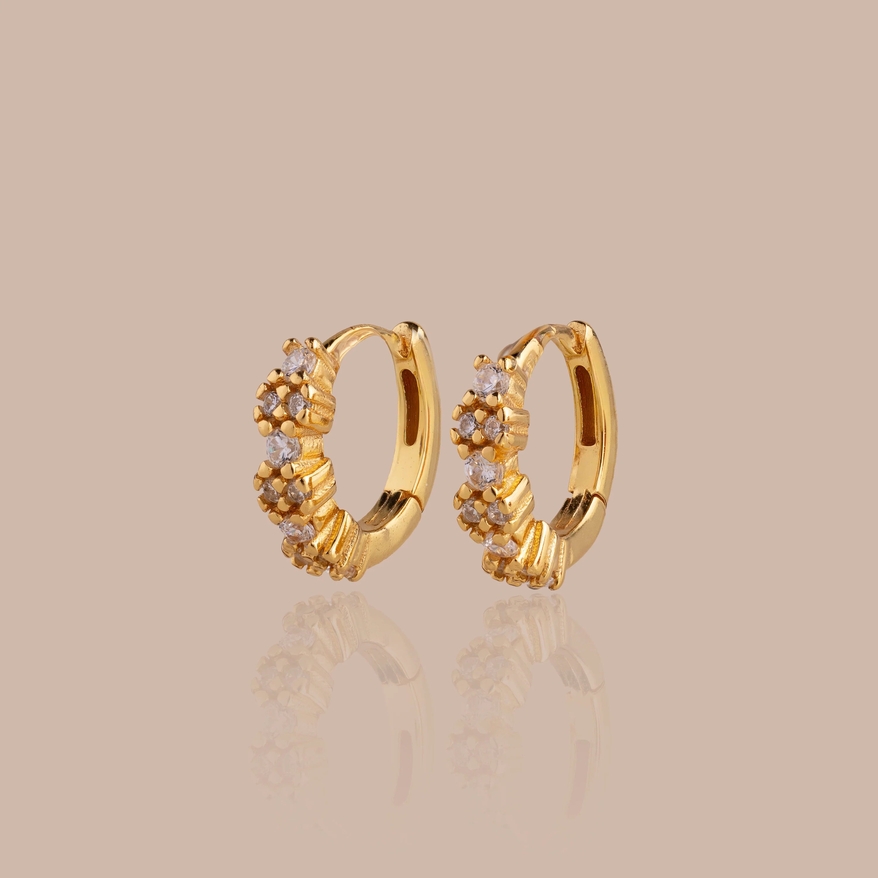 Diamond Cluster Huggies Silver 18K Gold Plated