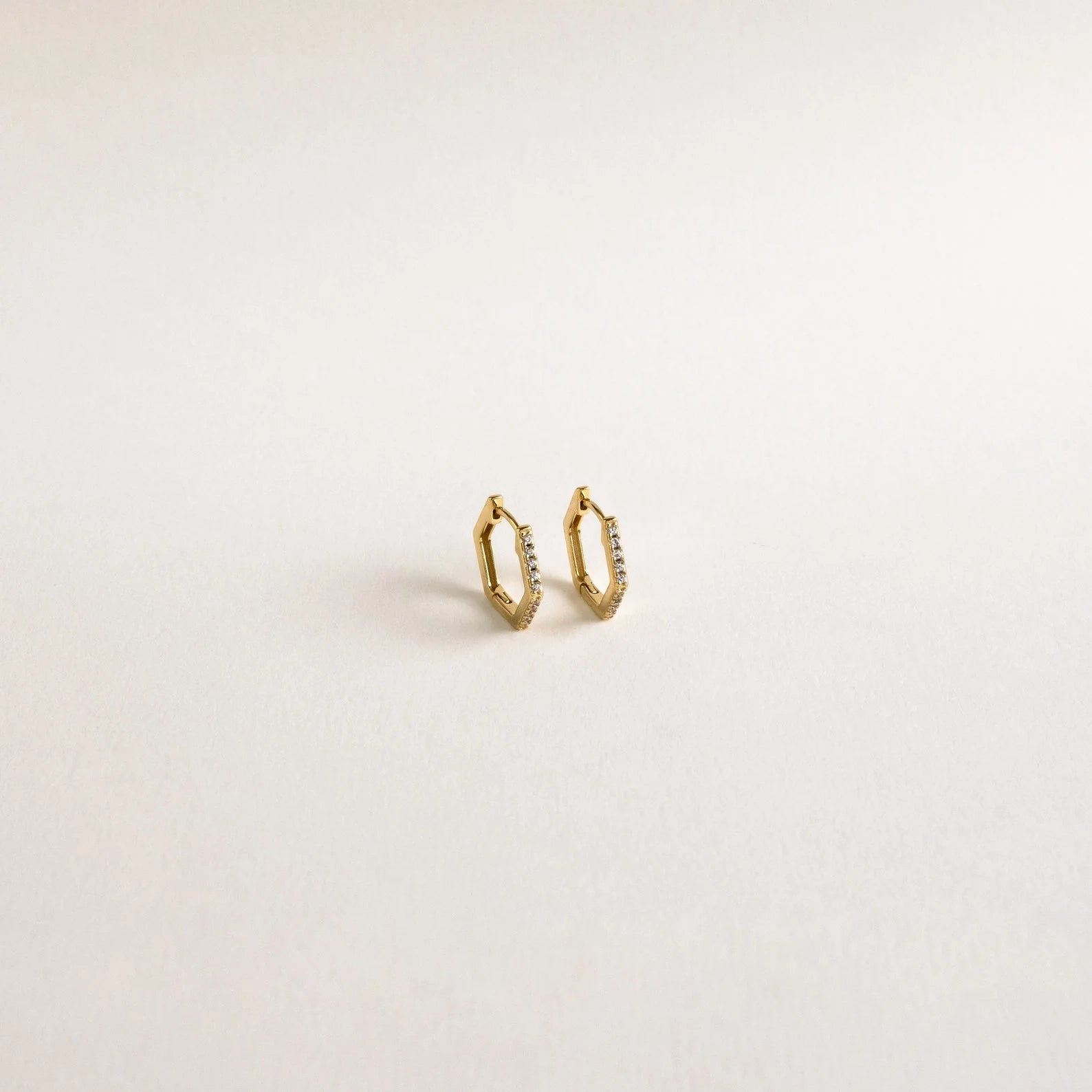 Parker Pave Hexagon Huggies Silver 18K Gold Plated