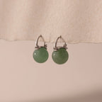 Jade Dome Drop Earrings Silver 18K Gold Plated