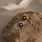 Onyx Honeybee Charm Silver 18K Gold Plated