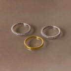 Mixed Metal Eternity Ring Set Silver 18K Gold Plated
