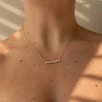 Diamond Baguette Bar Necklace Silver 18K Gold Plated