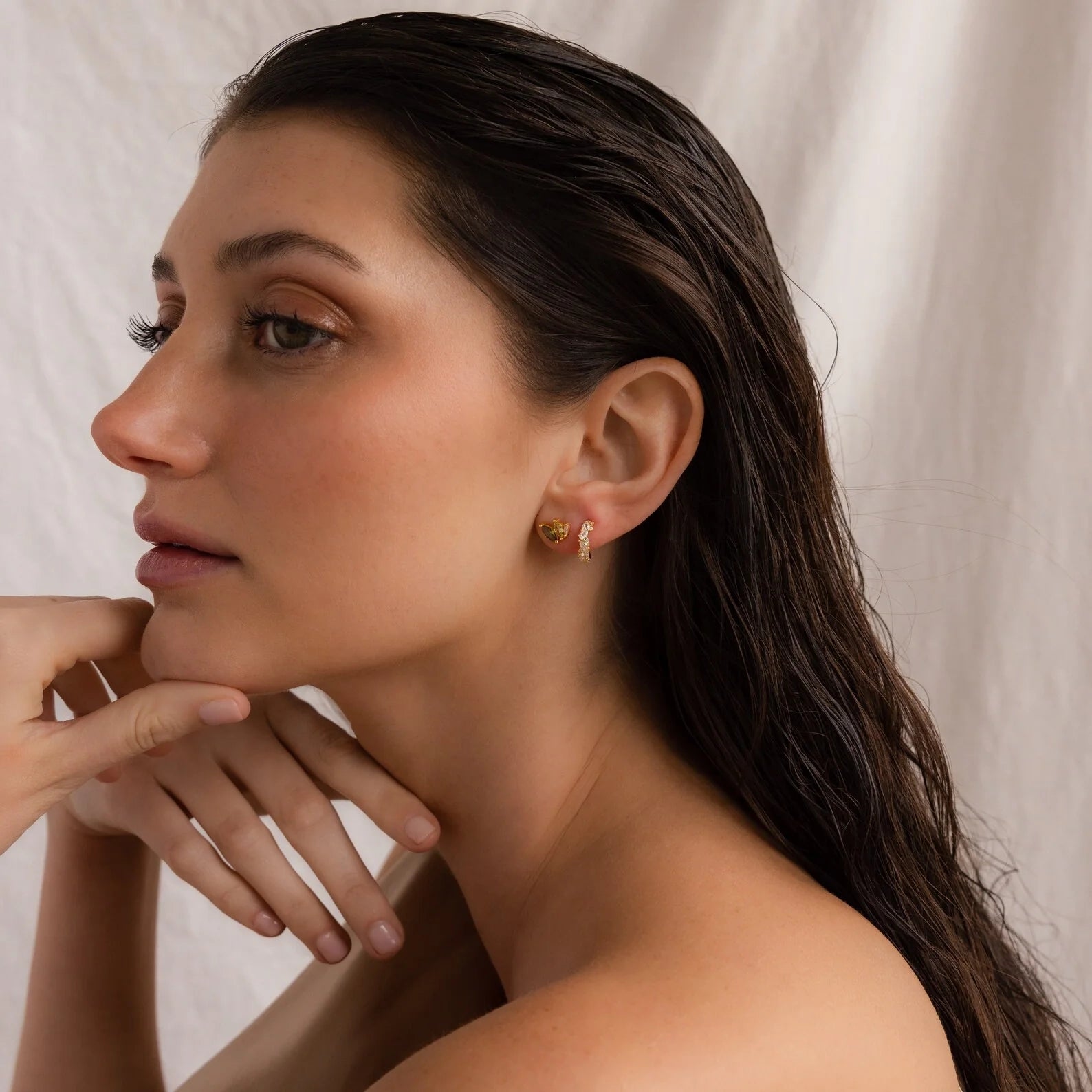 Seagrass Peridot Marquise Studs Silver 18K Gold Plated