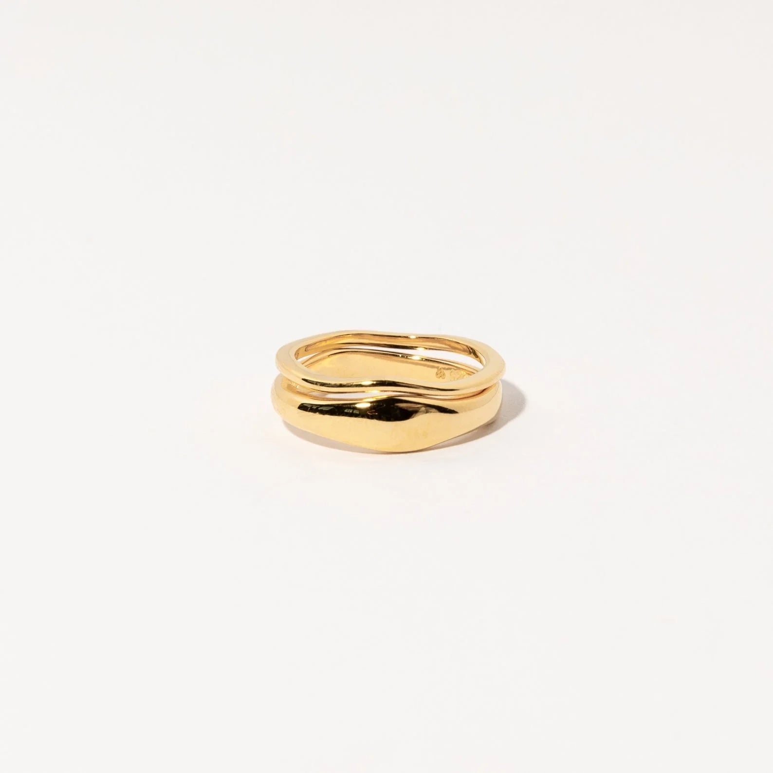 Duo Curve Ring Band Silver 18K Gold Plated