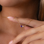 Marquise Birthstone Pearl Necklace Silver 18K Gold Plated