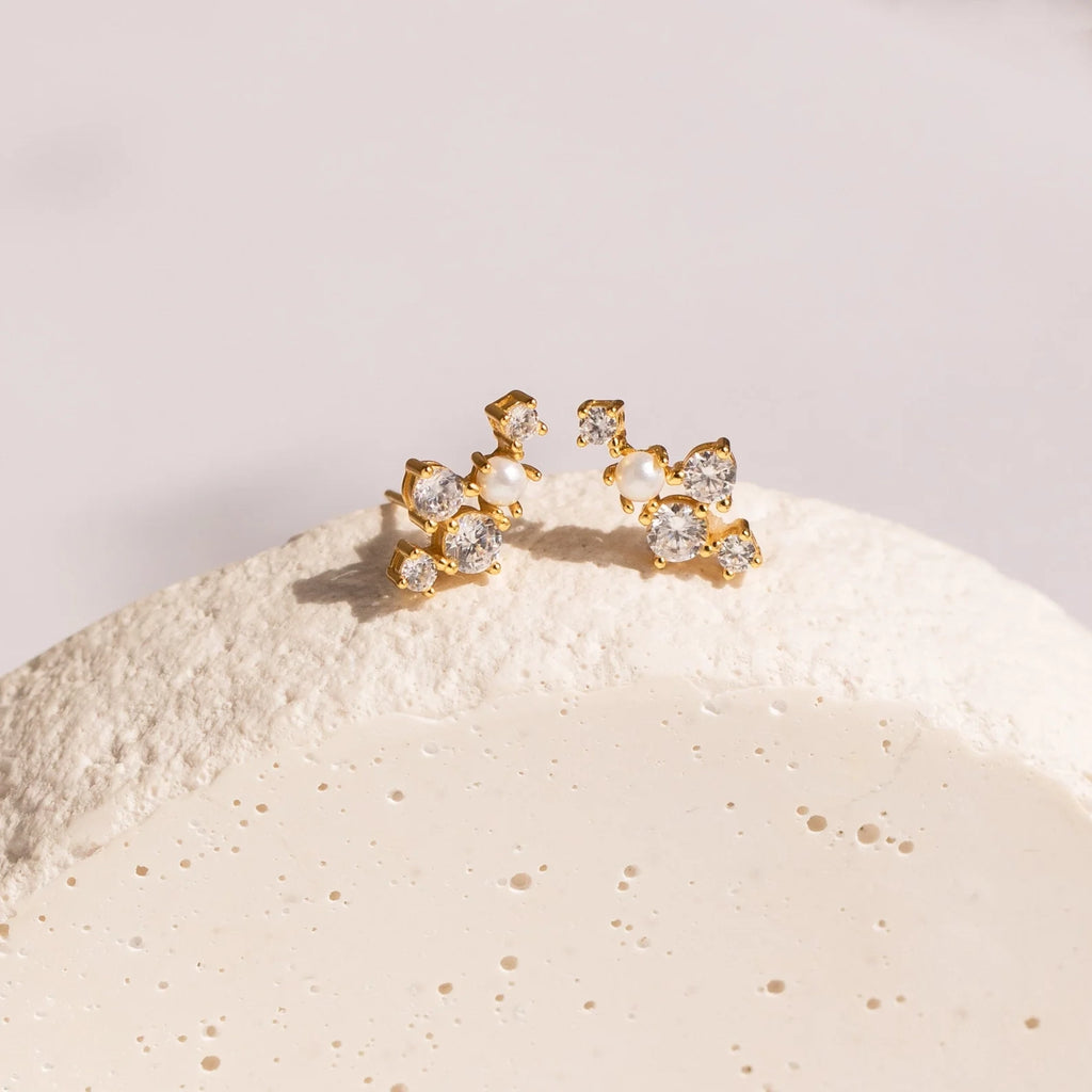 Seine Diamond Studs Silver 18K Gold Plated