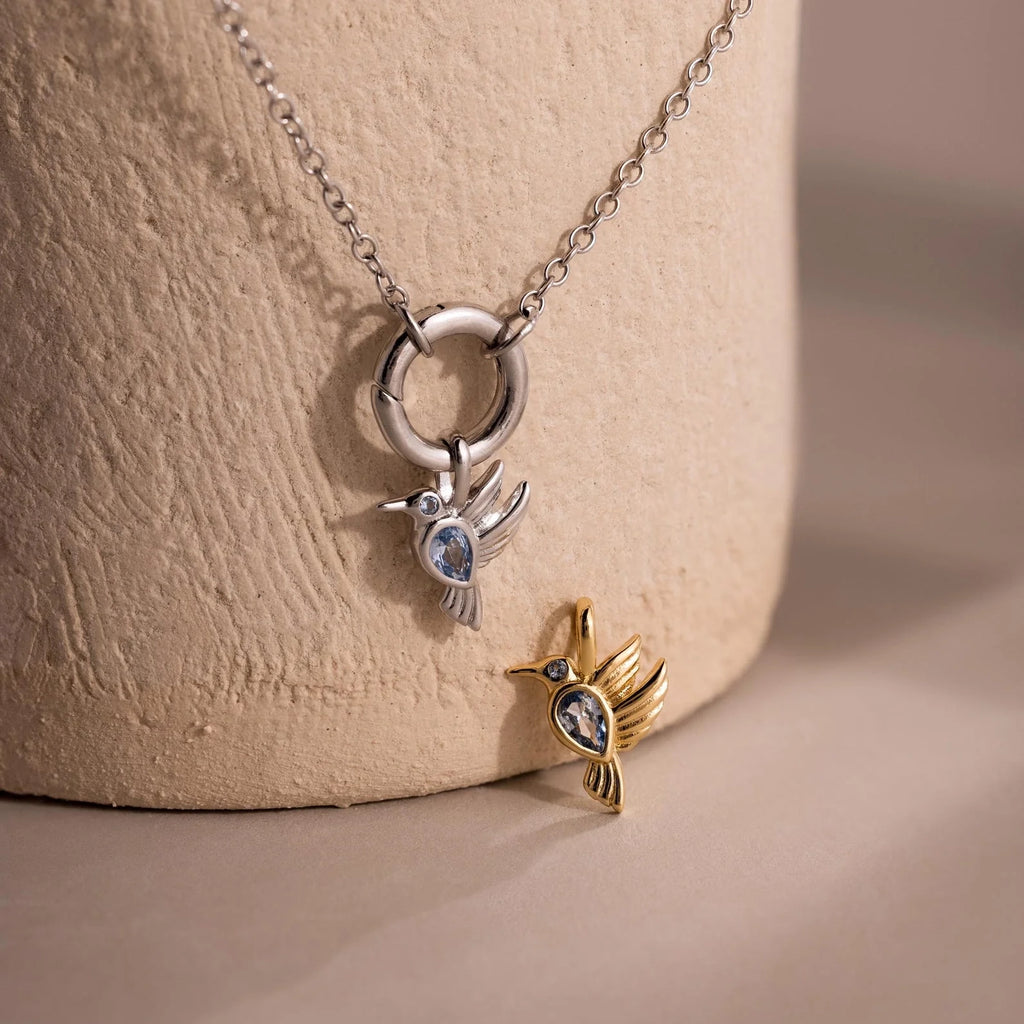 Hummingbird Charm Silver 18K Gold Plated