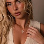 Diamonds Majesty Cross Necklace  Silver 18K Gold Plated