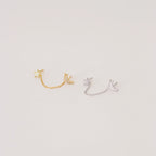 Moon & Star Chain Earrings Silver 18K Gold Plated