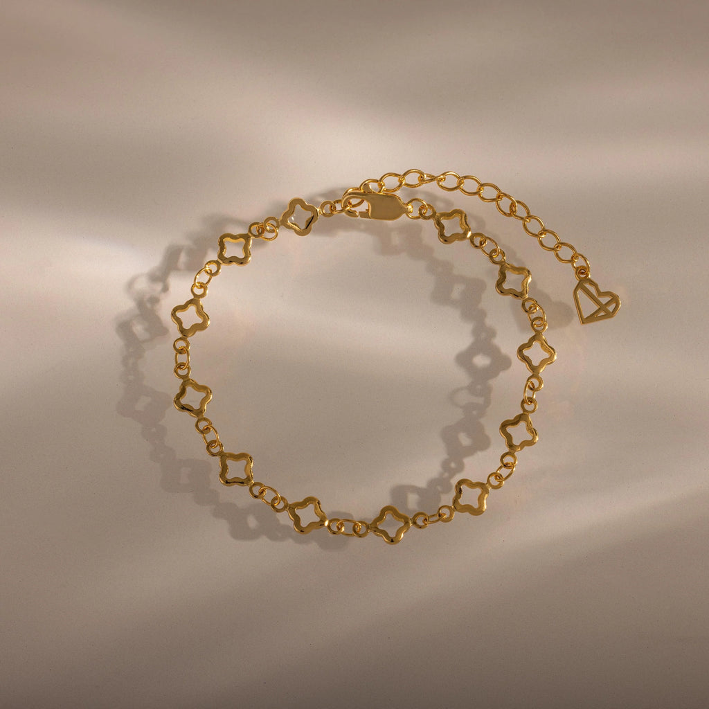 Clover Station Bracelet Silver 18K Gold Plated