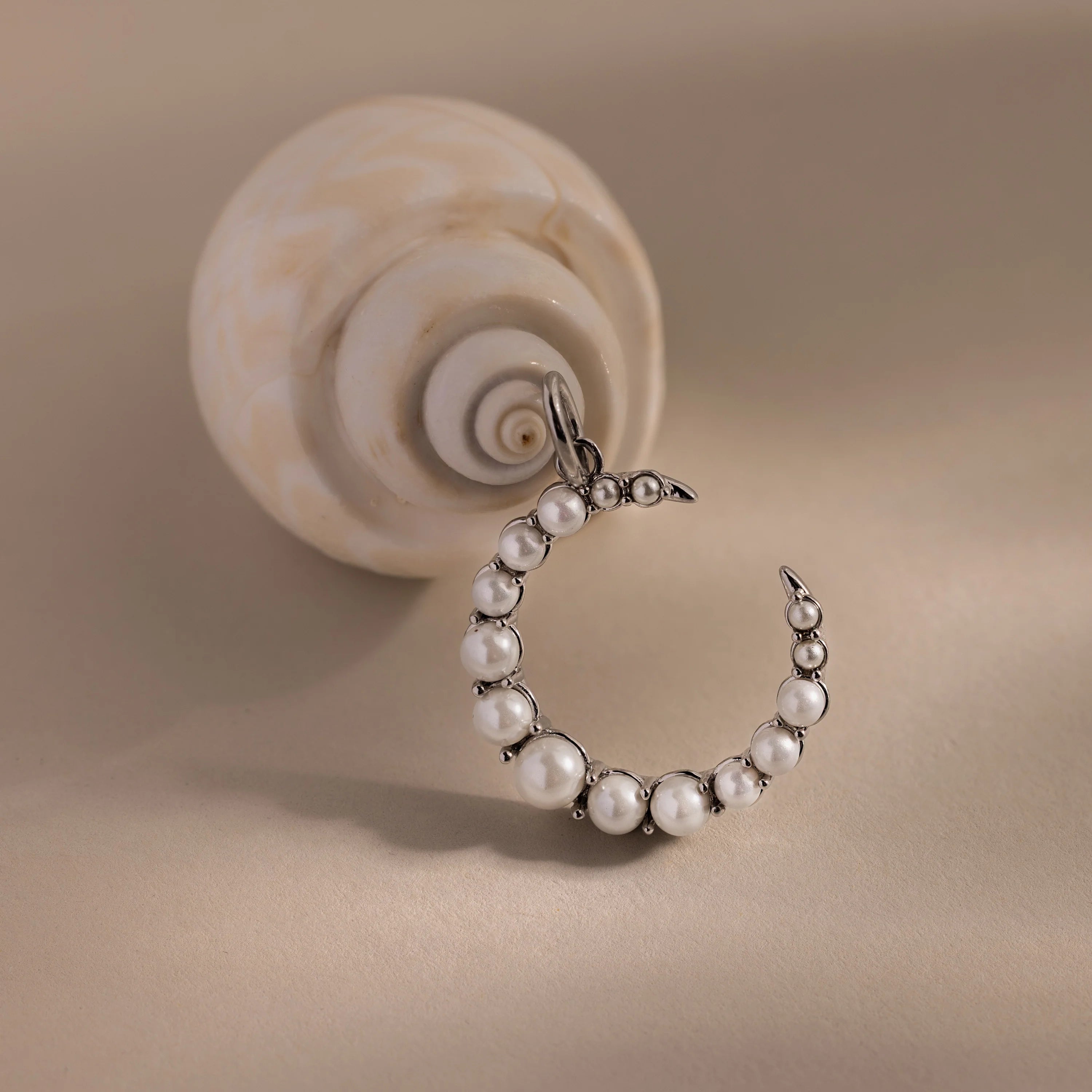Pearl Moon Charm Silver 18K Gold Plated
