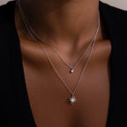 Diamond Starburst Duo Necklace Silver 18K Gold Plated