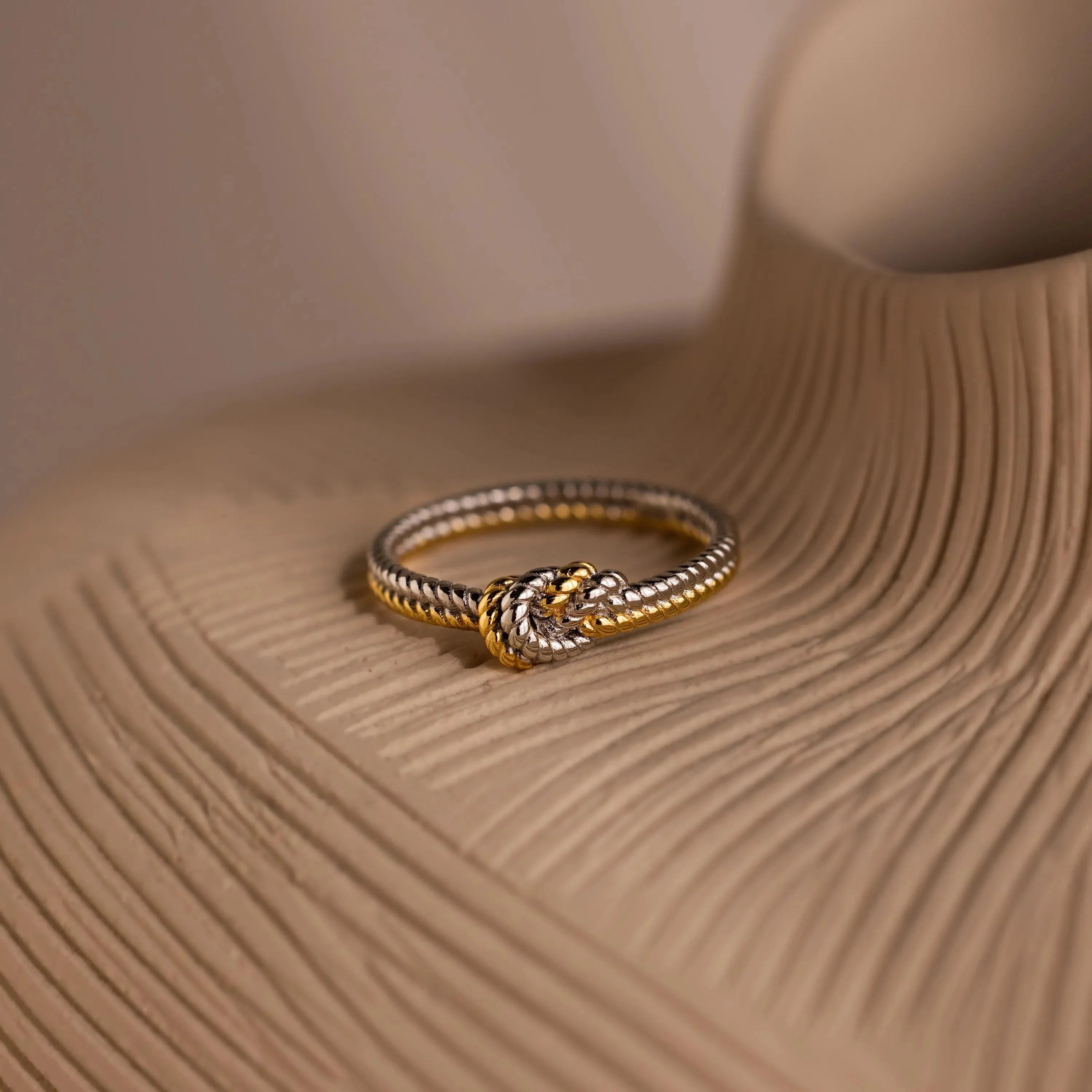 Mixed Metal Knot Ring Silver 18K Gold Plated