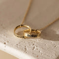Engraved Interlocking Necklace Silver 18K Gold Plated