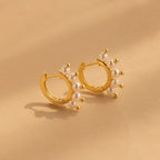 Beaded Pearl Huggies Silver 18K Gold Plated