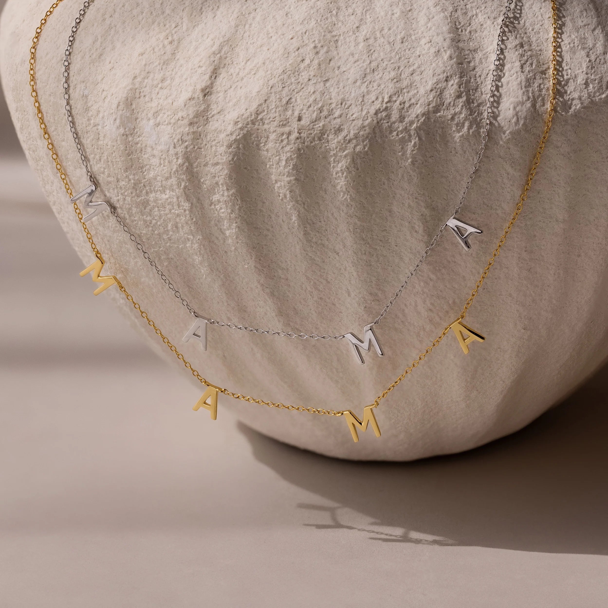 Mama Letter Necklace Silver 18K Gold Plated