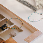 Turquoise Beads Station Bracelet Silver 18K Gold Plated