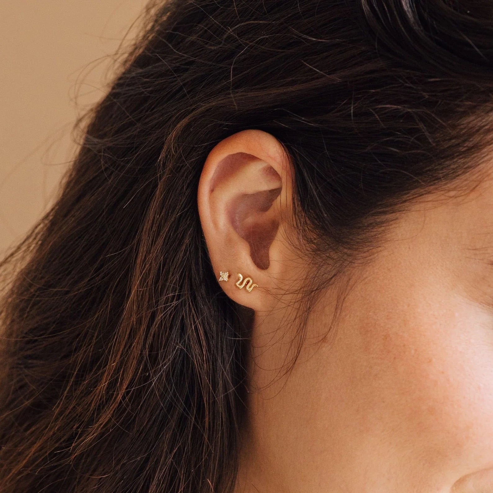 Tiny Python Studs Silver 18K Gold Plated