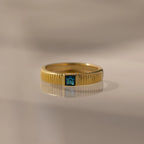 Ribbed Blue Zircon Band Silver 18K Gold Plated