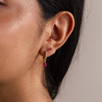 Teardrop Ruby Flatback Studs  Silver 18K Gold Plated