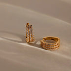 Diamonds Pave Trio Hoops Silver 18K Gold Plated