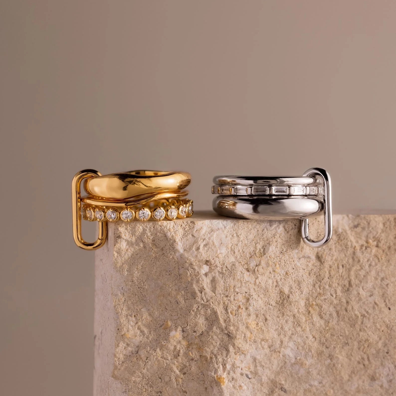 Multipurpose Mixed Metal Clasp Set Silver 18K Gold Plated
