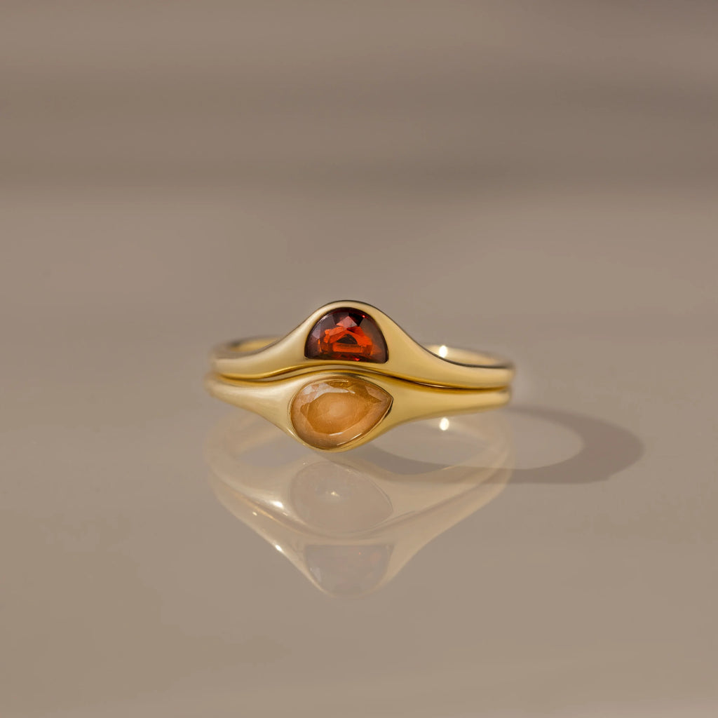 Sculpted Toi et Moi Ring Set Silver 18K Gold Plated