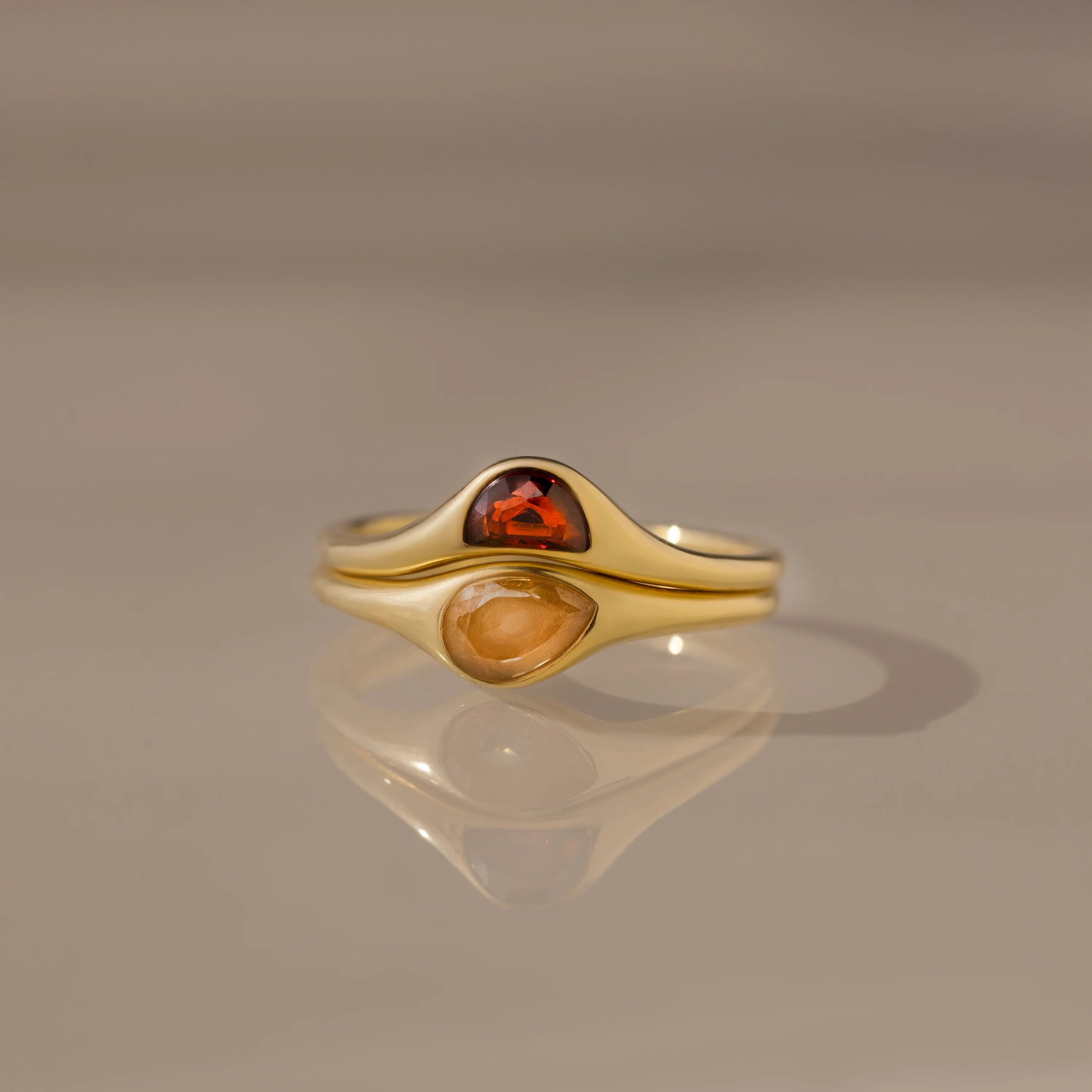 Sculpted Toi et Moi Ring Set Silver 18K Gold Plated