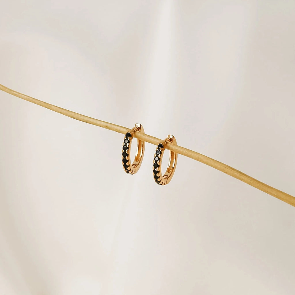 Black Onyx Hoops Bundle Silver 18K Gold Plated