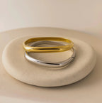 Square Bangle Silver 18K Gold Plated