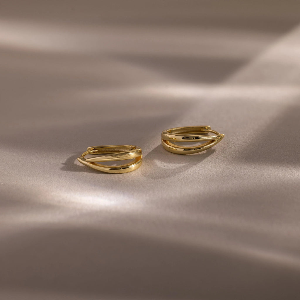 Oval Duo Hoops Silver 18K Gold Plated