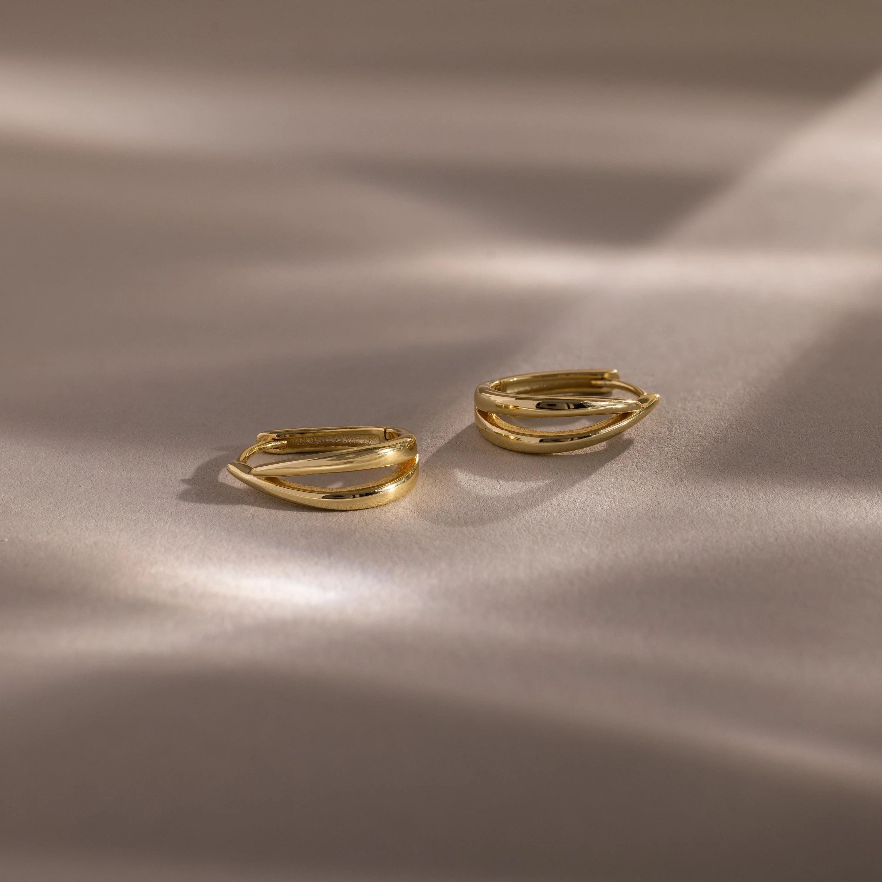 Oval Duo Hoops Silver 18K Gold Plated